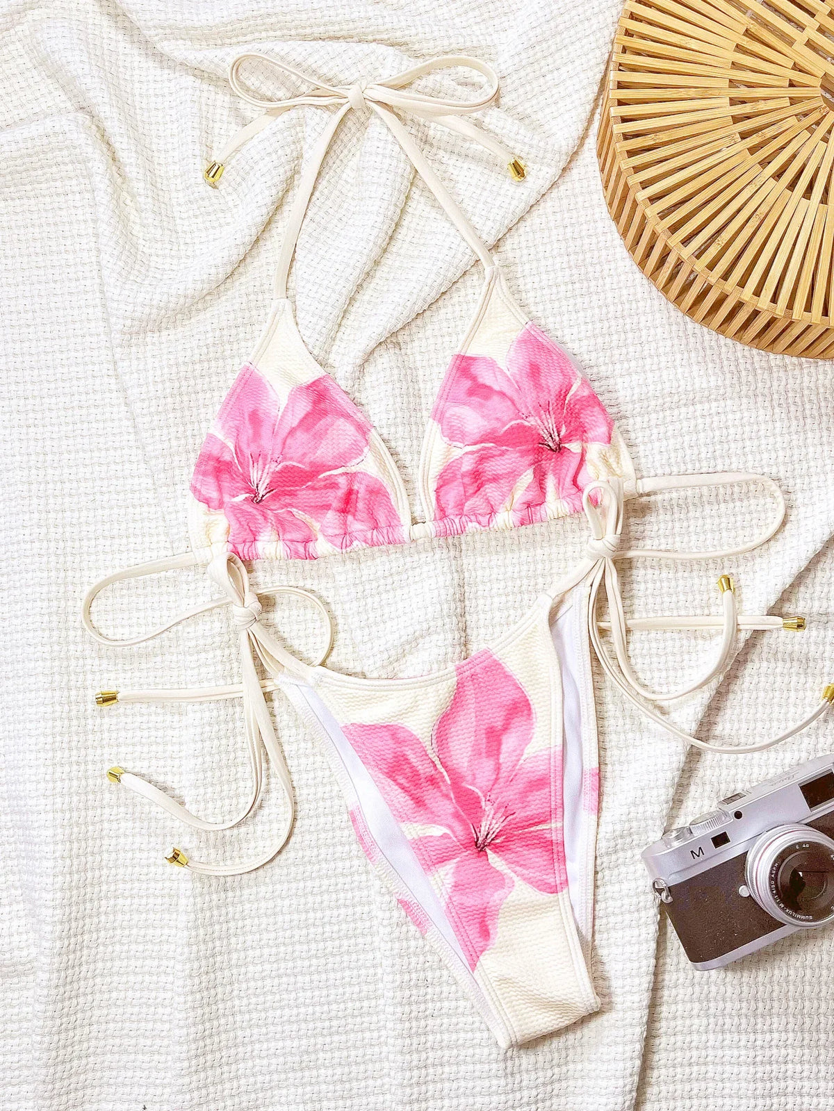 Sexy Pink Floral Print Bikini Set Women Summer Push Up Micro Swimsuit 2025 Brazilian Beach Bathing Suit Thong Swimwear Biquini