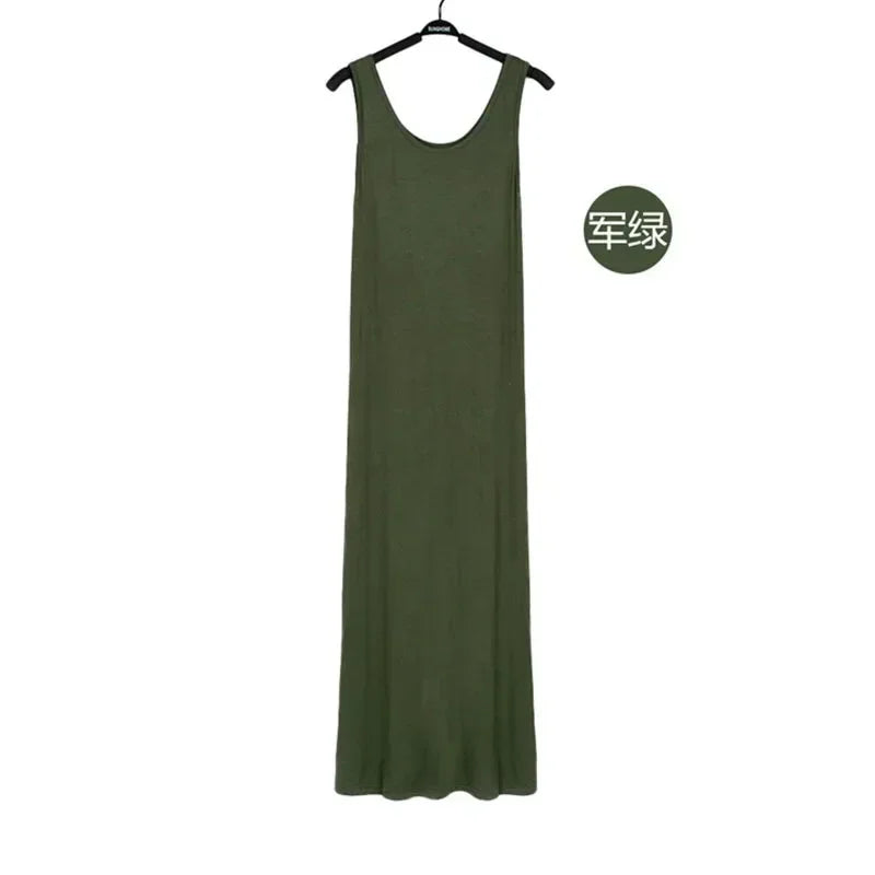 Backless Sleeveless Tank top Dress Women Slim Midi Long Bodycon Dresses