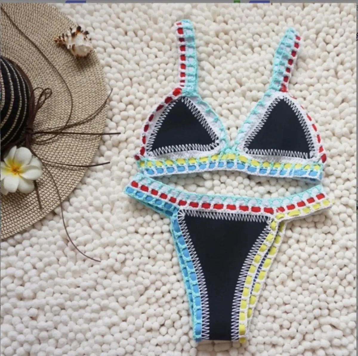 Pink Crochet Bikini 2025 Sexy Women Swimsuit Female Swimwear Micro Bikini Set Bandeau Swimming Suit Beachwear Brazilian Biquini