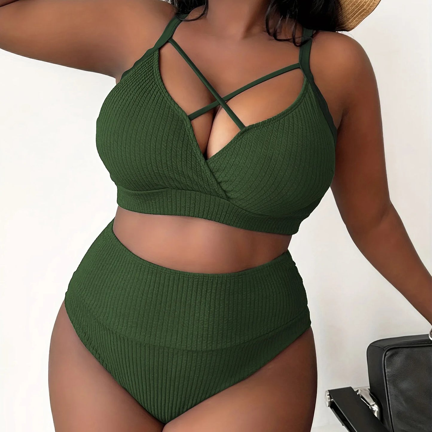 Plus Size Swimsuit Women Big Breast Bikini Set 2024 Sexy Two Pieces Bikinis High Waisted Swimwear Brazilian Bathing Suit