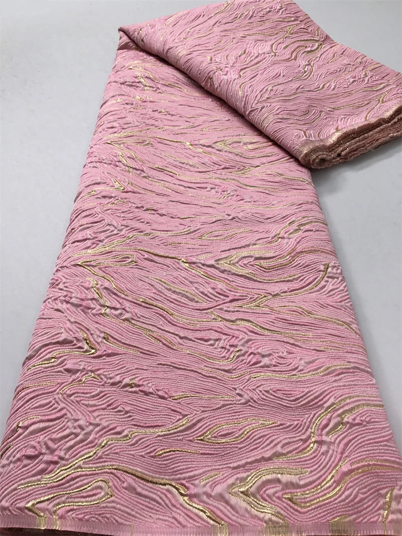 Kalume Luxury African Tulle Brocade Lace Fabric - French Gilding - 2african, 5 Yards