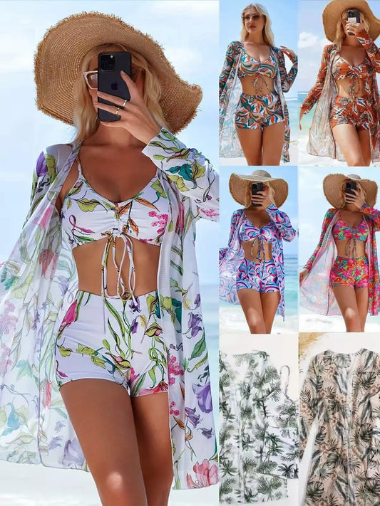 New 2025 Swimsuits Tankini Sets Female Swimwear Push Up For Beach Swim Wear Three-Piece Bathing Suits Pool Women's Swimming Suit