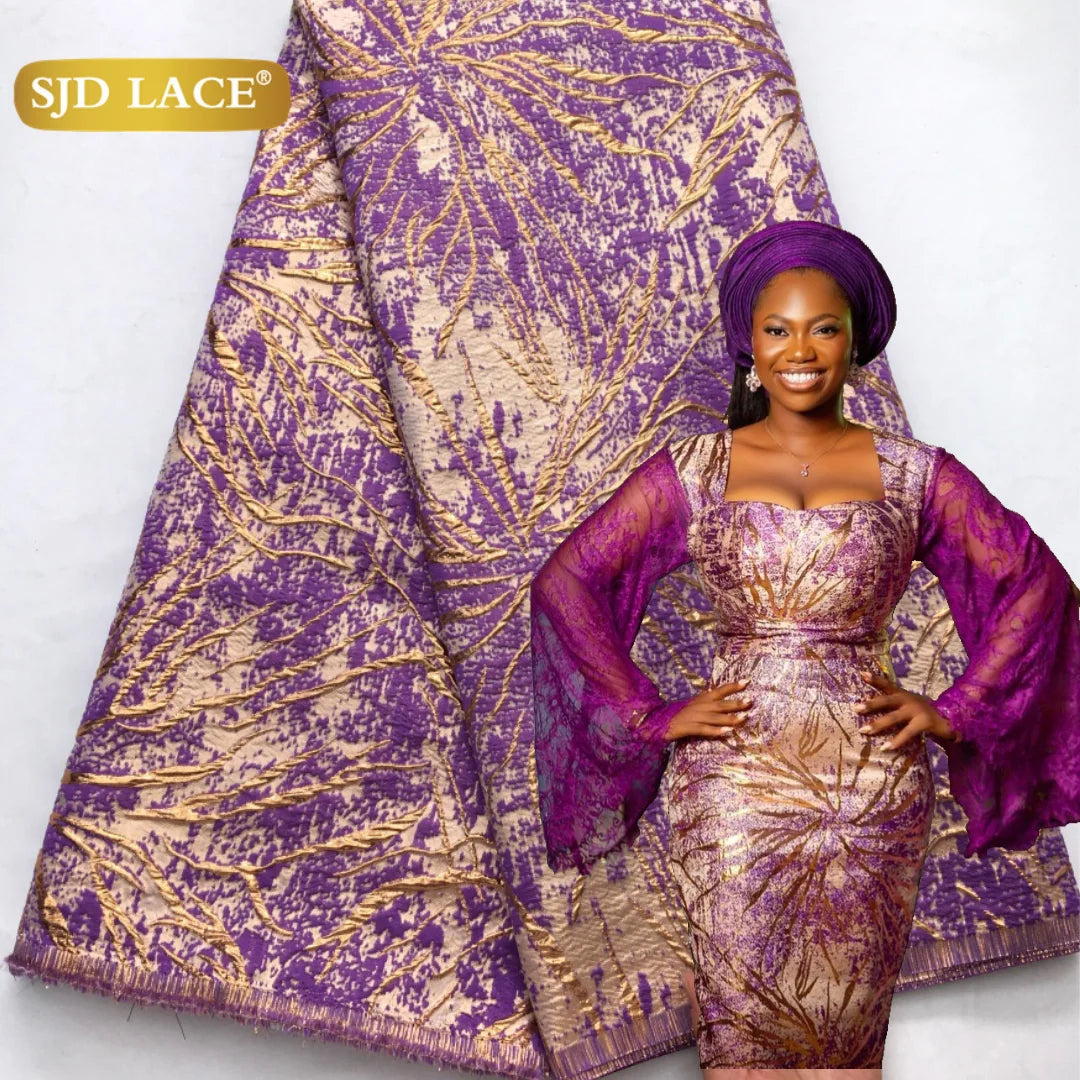 SJD African Damask Lace Fabric 2025 - French Brocade Jacquard - 6Damask, 5 Yards
