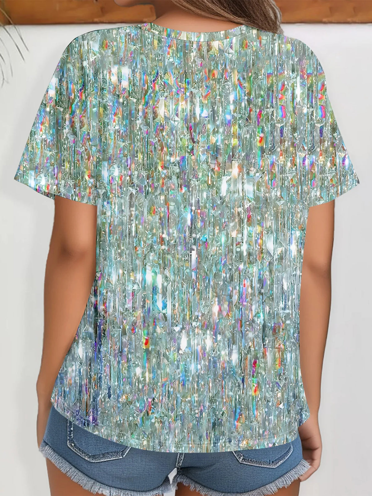 Plus Size Women's  Round Collar Short-sleeved T-shirt
