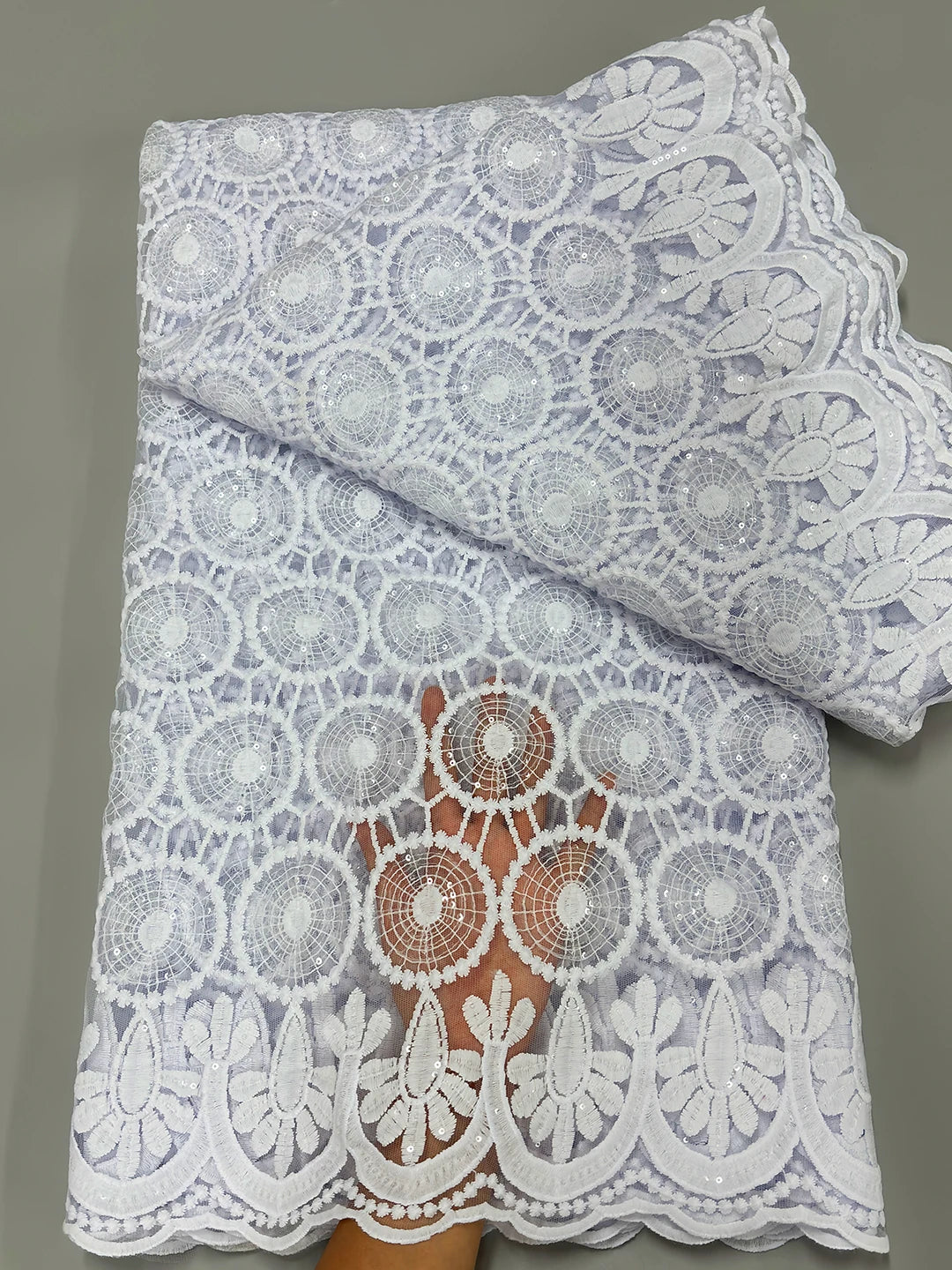 Sky Blue African Lace Fabric 2025 - Milk Silk Mesh Sequins - 53413, 5 Yards