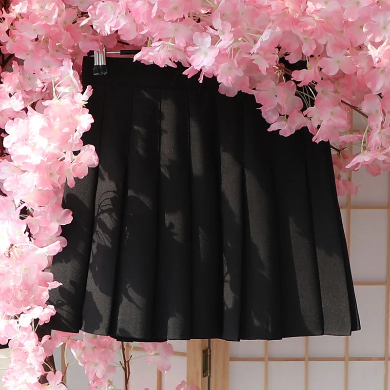 Women Pleated Skirt High Waist 2023 Summer Clothes Female Khaki A-Line Korean Preppy Style Jupes Black Mini Skirts For Girls