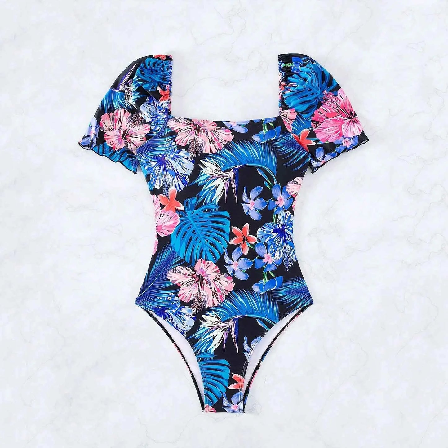 Women Swimsuit Fashion Swimsuit Printed Flower Triangle Bikini Strap Sexy Swimsuit Hawaiian Sea Sexy One-Piece Swimsuit Biquini