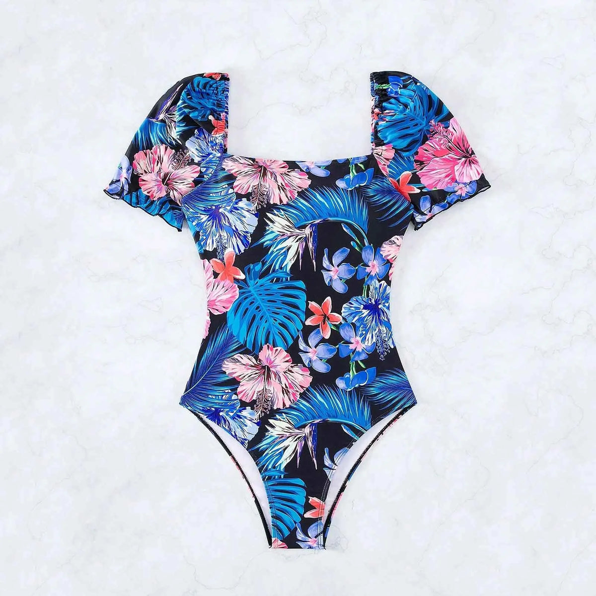 Women Swimsuit Fashion Swimsuit Printed Flower Triangle Bikini Strap Sexy Swimsuit Hawaiian Sea Sexy One-Piece Swimsuit Biquini