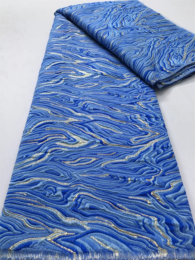 Kalume Luxury African Tulle Brocade Lace Fabric - French Gilding - 2african, 5 Yards