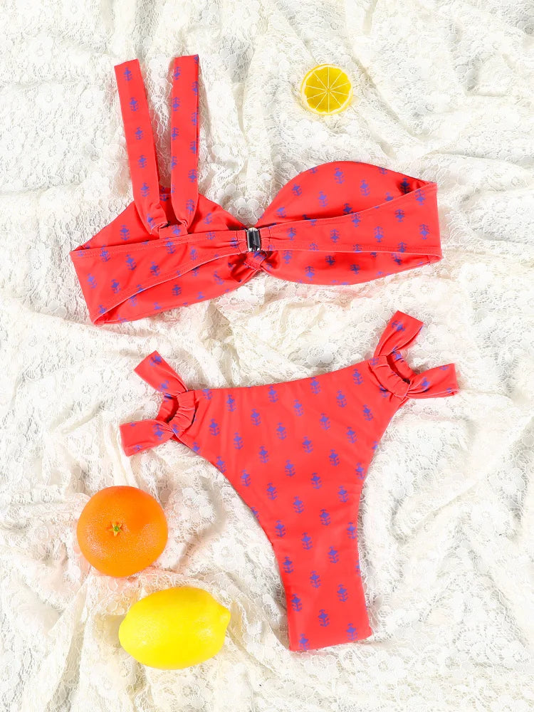 Printed Bikini Set Sexy Two Piece Set For Women Bikinis One Shoulder Swimsuit 2025 Swimsuits Low Waist Swimwear Summer Beachwear