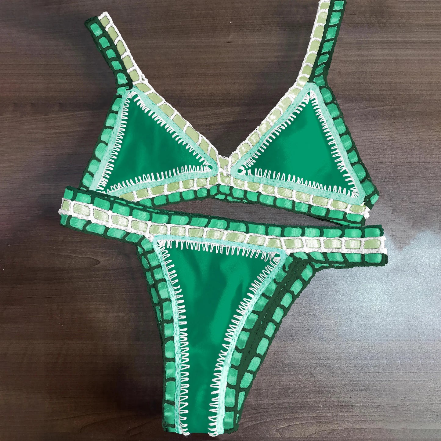 Pink Crochet Bikini 2025 Sexy Women Swimsuit Female Swimwear Micro Bikini Set Bandeau Swimming Suit Beachwear Brazilian Biquini