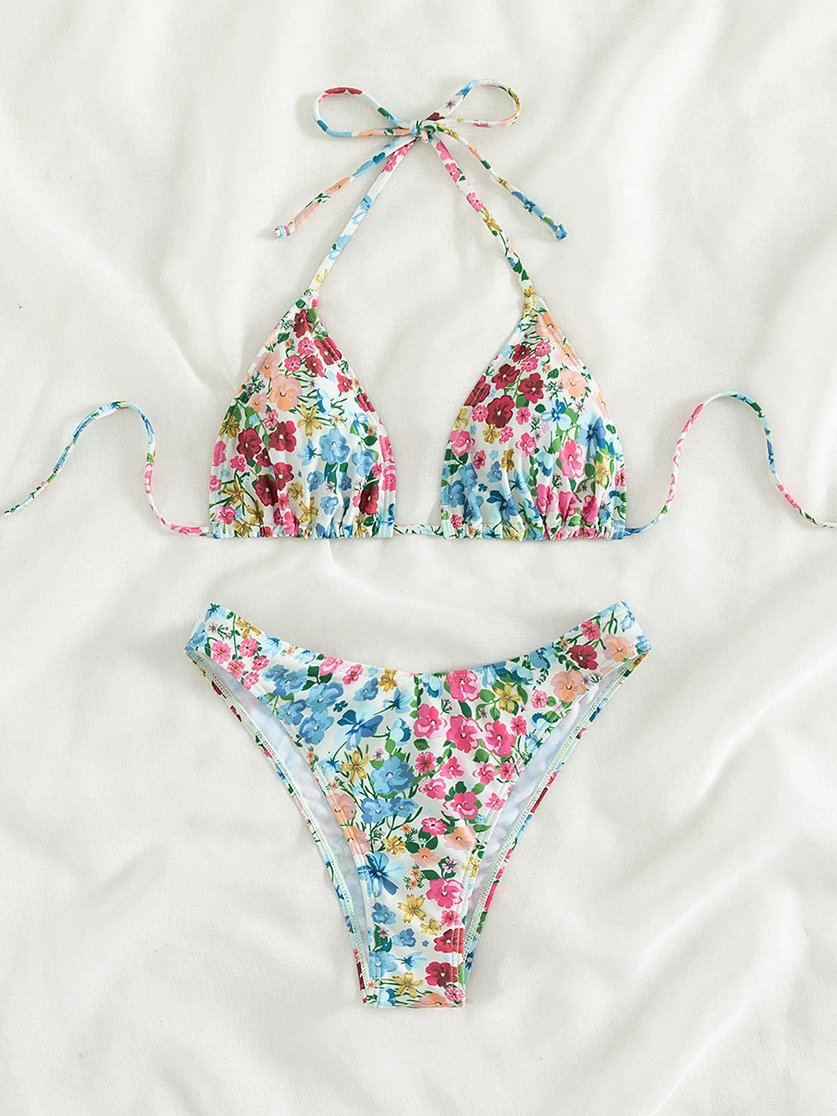 Floral Print Bandeau Bikini Set Off Shoulder Push Up Swimsuit Women Tube Top Bikinis Knot Swimwear 2024 Sexy Summer Bathing Suit
