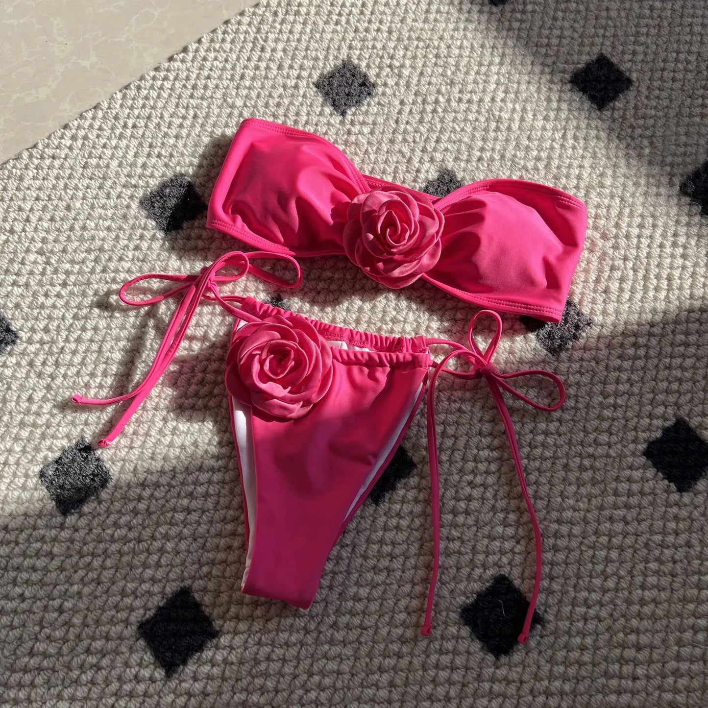3D Flowers High Cut Bikini Female Swimsuit Women Swimwear Two-pieces Bikini set Bather Bathing Suit Swim