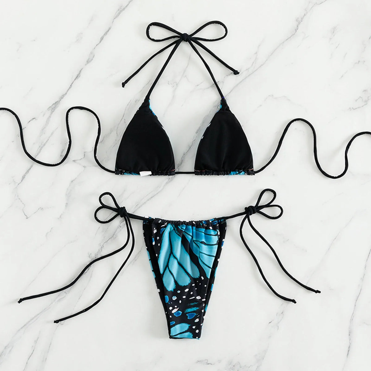 bikini Sexy Style Strap Printed Women's Swimsuit Triangle Tow-piece Tie Neck For Teenagers biquinis feminino tendência 2024