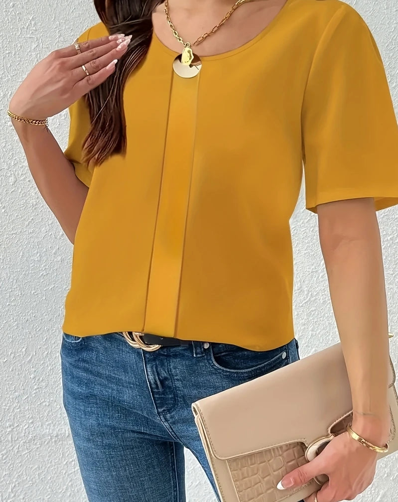Temperament Blouse Casual Loose Woman Shirt Elegant Short Sleeve Blouse Weekday