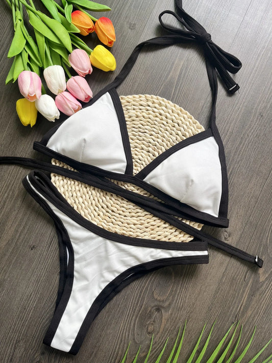 RUOTONSEPT Sexy Solid Bikini Set Women's Swimsuit Two-piece Triangle Thong Swimwear Bathing Suit Brazilian Biquinis 2024 New