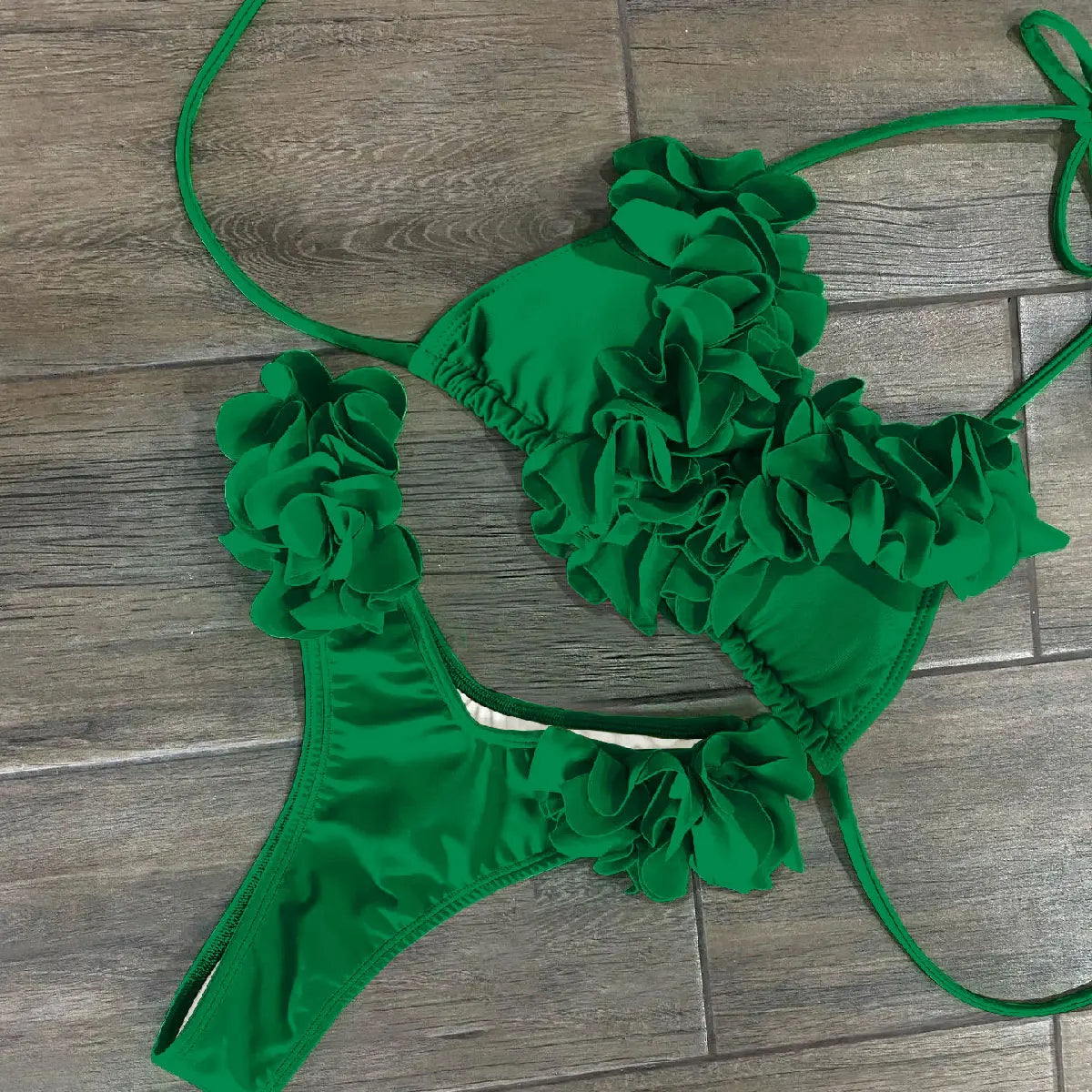 3D Flower Bikini Set Brazilian Biquini Low Waist Swimwear Push Up SwimSuit Women Solid Swimwear Sexy Beach Wear Female