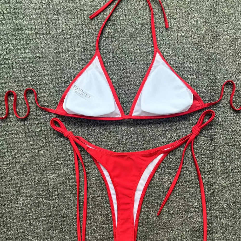 Micro String Extrem Bikini Backless Swimsuit Push Up Triangle Tangas Women Swimwear Y2k Brazilian Beachwear Bathing Suit Bikinis