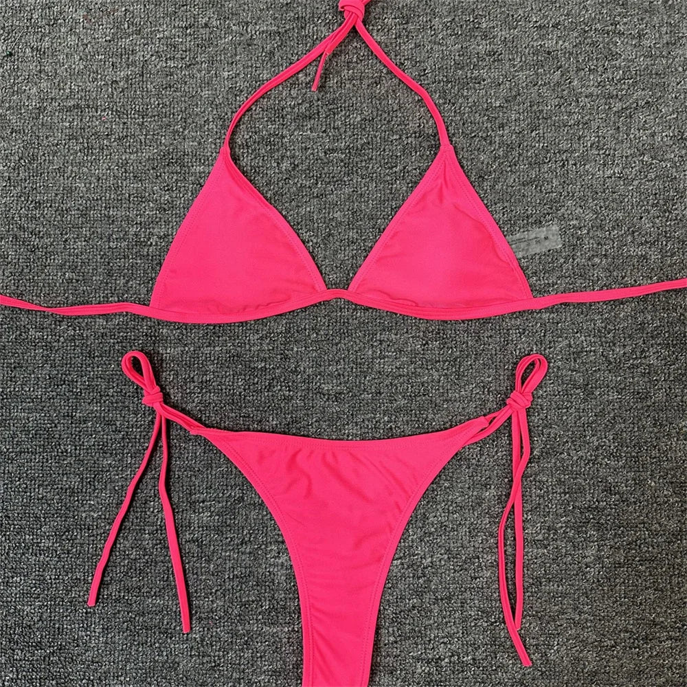 Micro String Extrem Bikini Backless Swimsuit Push Up Triangle Tangas Women Swimwear Y2k Brazilian Beachwear Bathing Suit Bikinis