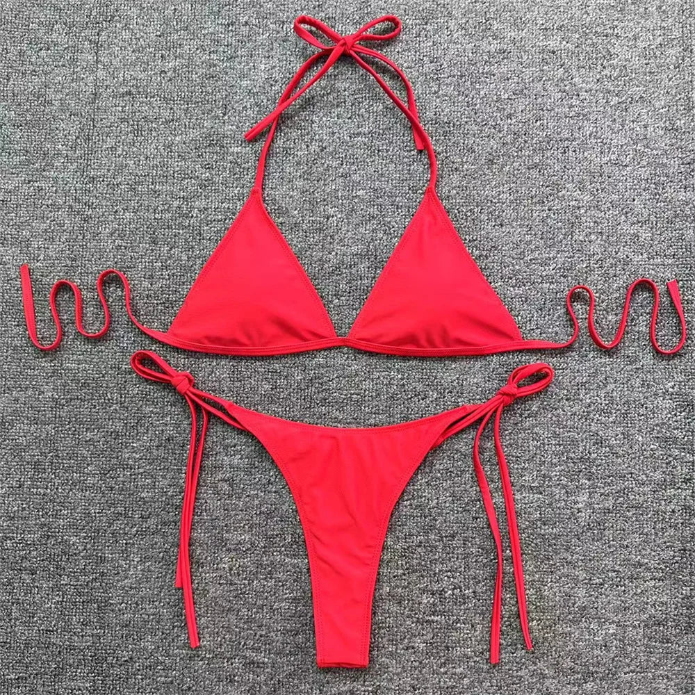 Micro String Extrem Bikini Backless Swimsuit Push Up Triangle Tangas Women Swimwear Y2k Brazilian Beachwear Bathing Suit Bikinis