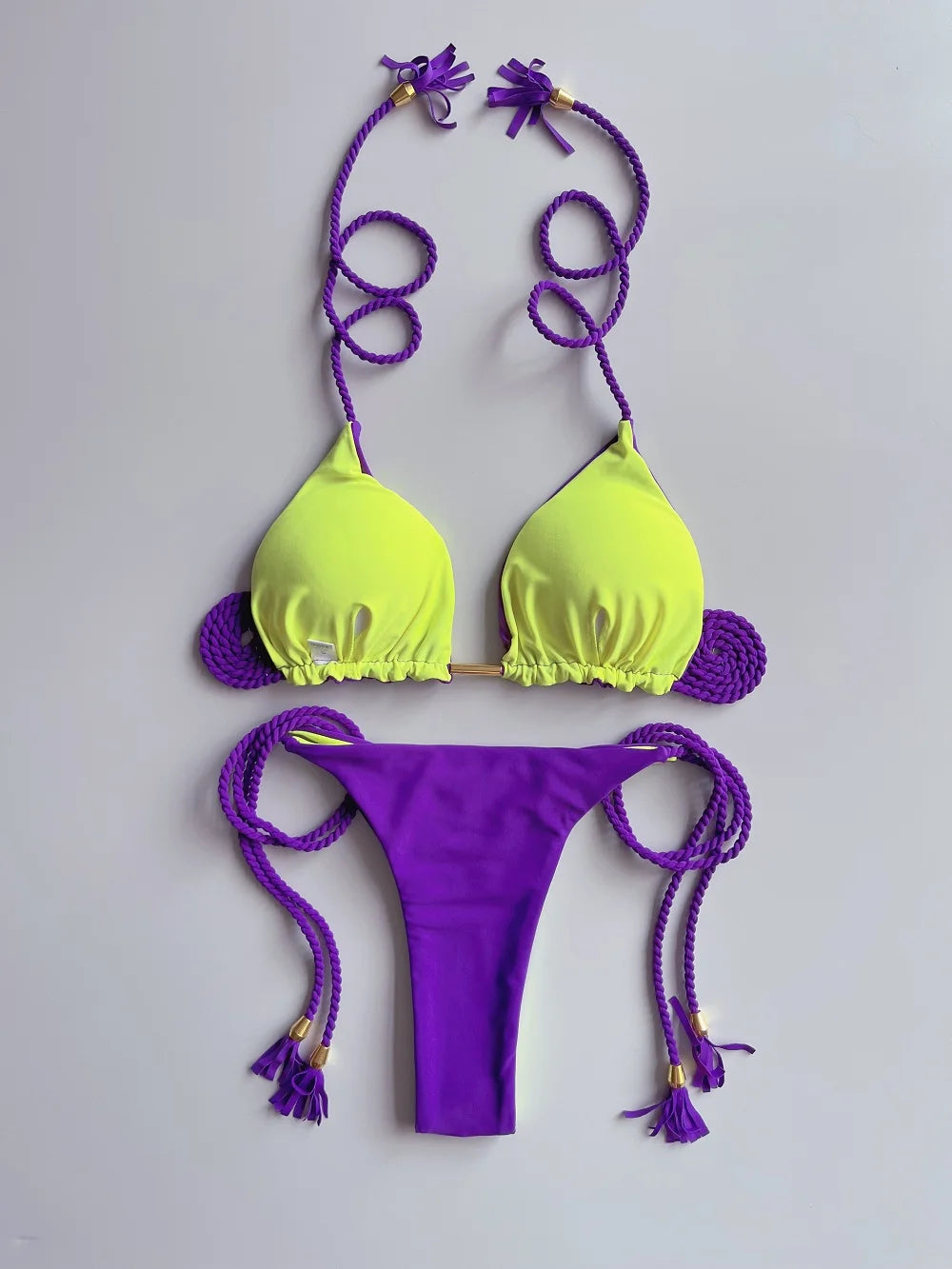 RUOTONSEPT Sexy Solid color Braiding rope Bikini Set Women Swimsuit Two-piece Triangle Swimwear Bathing Suit Brazilian Biquinis
