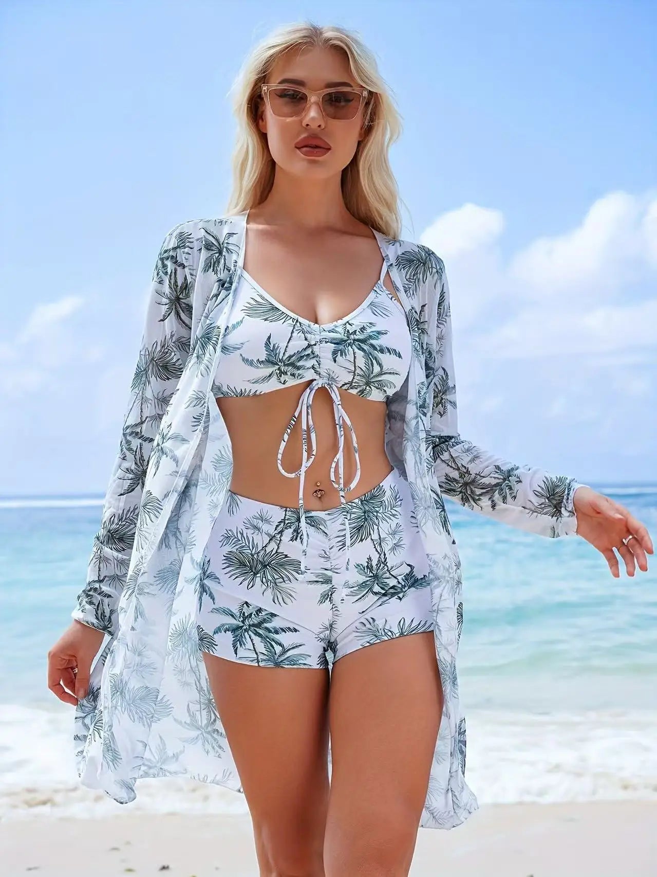 New 2025 Swimsuits Tankini Sets Female Swimwear Push Up For Beach Swim Wear Three-Piece Bathing Suits Pool Women's Swimming Suit