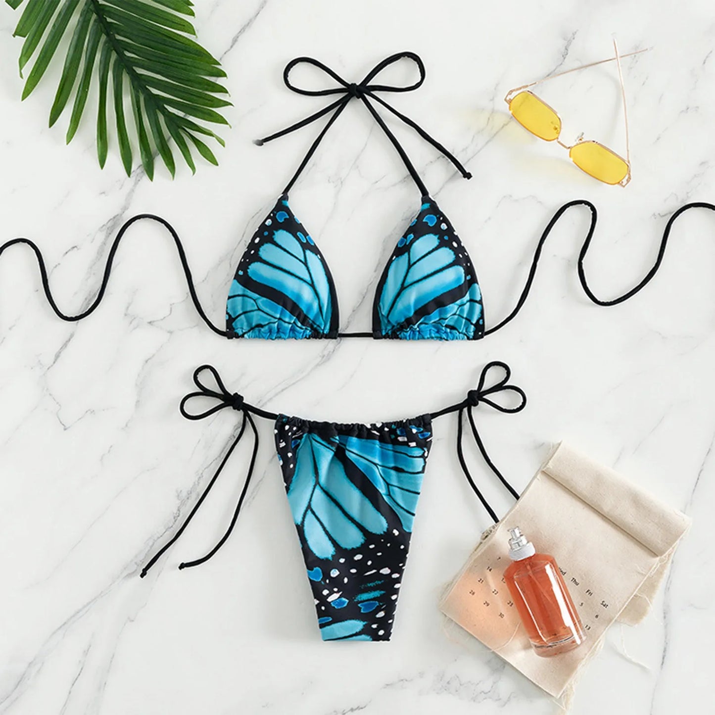 bikini Sexy Style Strap Printed Women's Swimsuit Triangle Tow-piece Tie Neck For Teenagers biquinis feminino tendência 2024