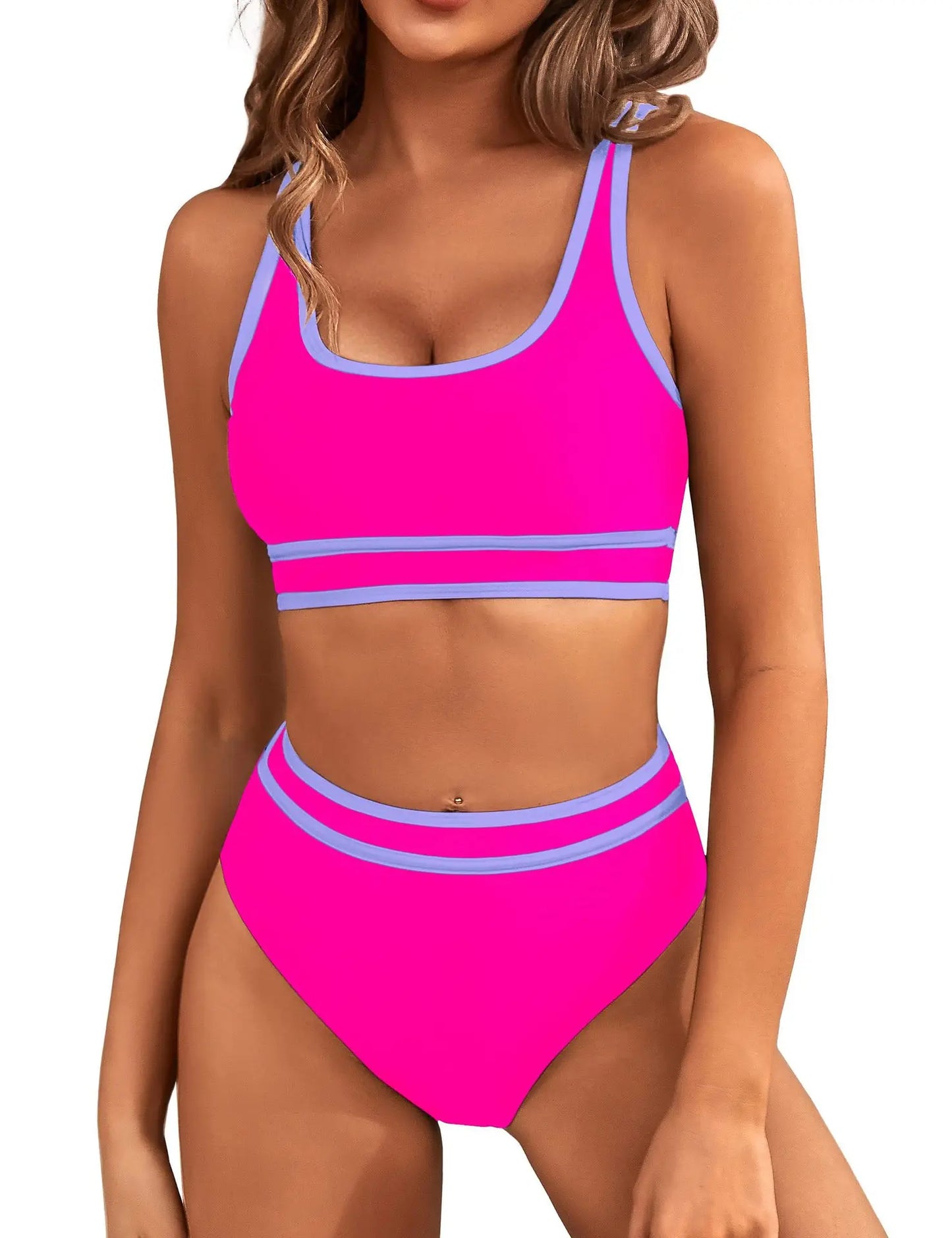 Sexy Solid Bikini 2024 Mujer High Cut Pleate Women's Swimsuit Separate Beach Bathing Suit High Waist Swimwear Biquini New