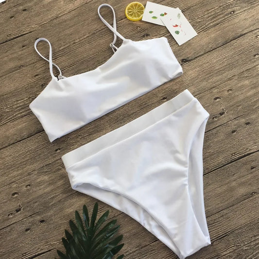 New 2024 Split Swimwear Solid Color Sexy Bikini Set Vacation Hollow Out Swimsuit Set For Woman Girl