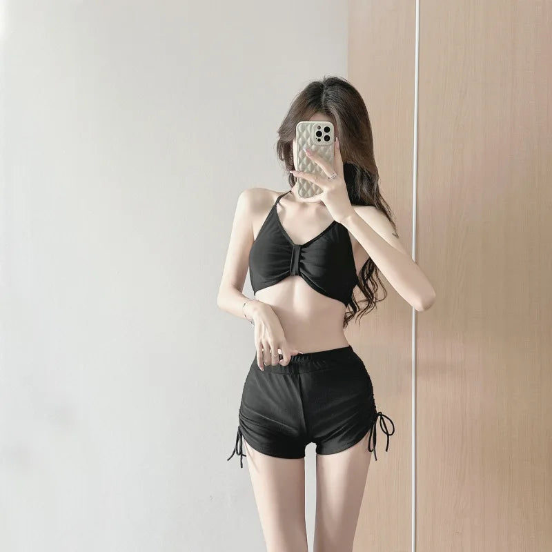 2025 New Swimsuit Women's Split Blouse Tie-dye Three-piece Set Fresh Wind To Cover The Belly and Look Thin Conservative Holiday