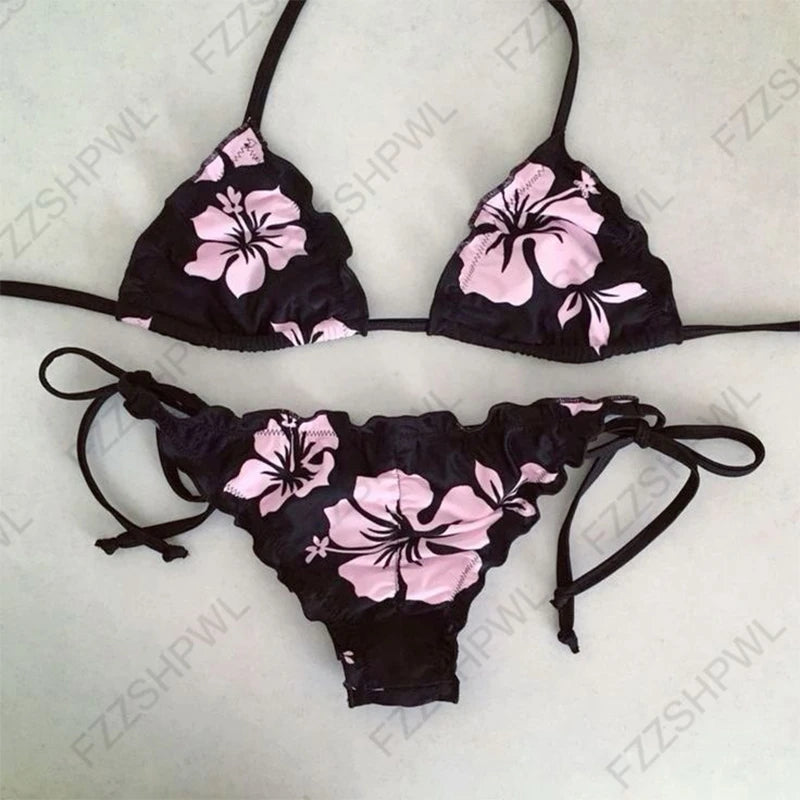 Sexy Slim Chic Women's Polka Dot Print Bikini Set Y2K Harajuku Hot Girls Goth Aesthetic Swimsuit Set Summer Beach Holiday Outfit