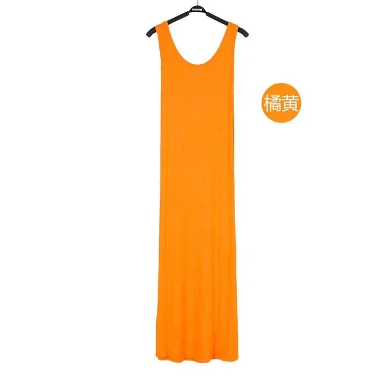 Backless Sleeveless Tank top Dress Women Slim Midi Long Bodycon Dresses