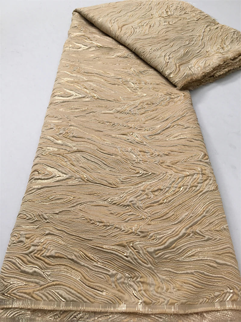 Kalume Luxury African Tulle Brocade Lace Fabric - French Gilding - 2african, 5 Yards