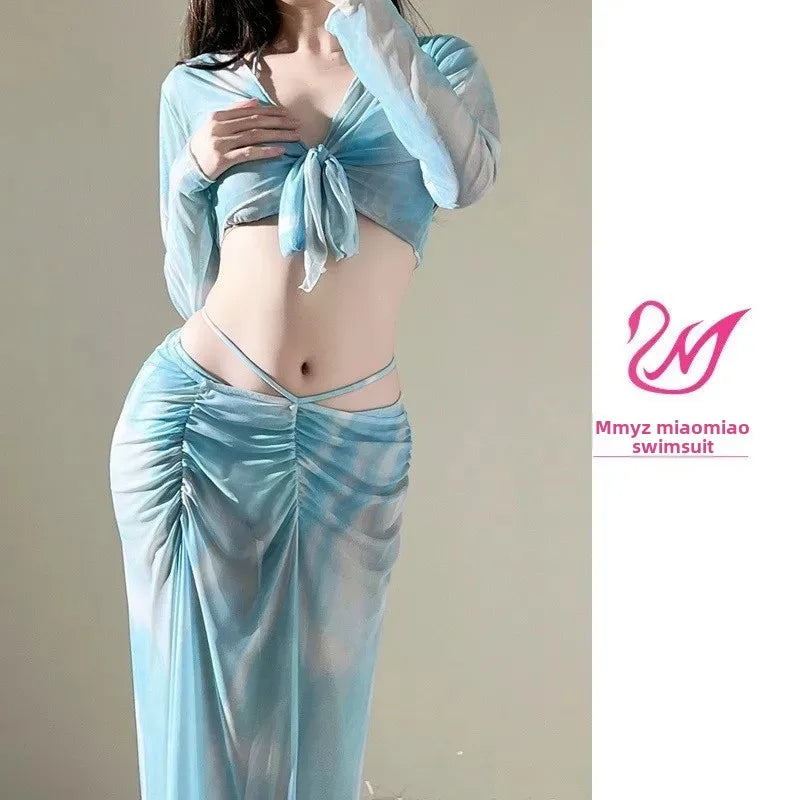 Sexy Bikini Swimsuit Set Four Pieces Women's Separate Vacation Bohemian Style Hot Spring Swimming Costume Trendy Internet Celebr