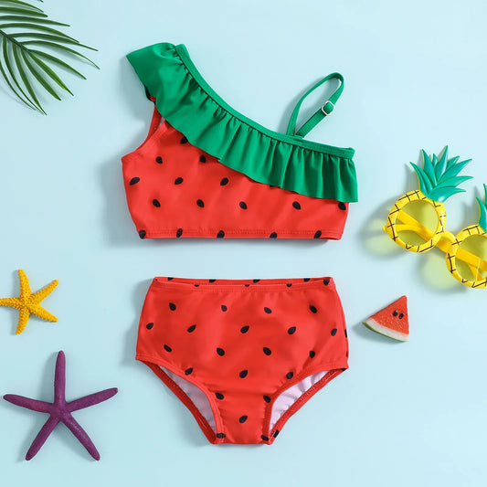 ma&baby 18M-7Y Toddler Kid Baby Girls Bikinis Sets Watermelon Ruffle Tops Shorts Swimwear Summer Beachwear Bathing Suit