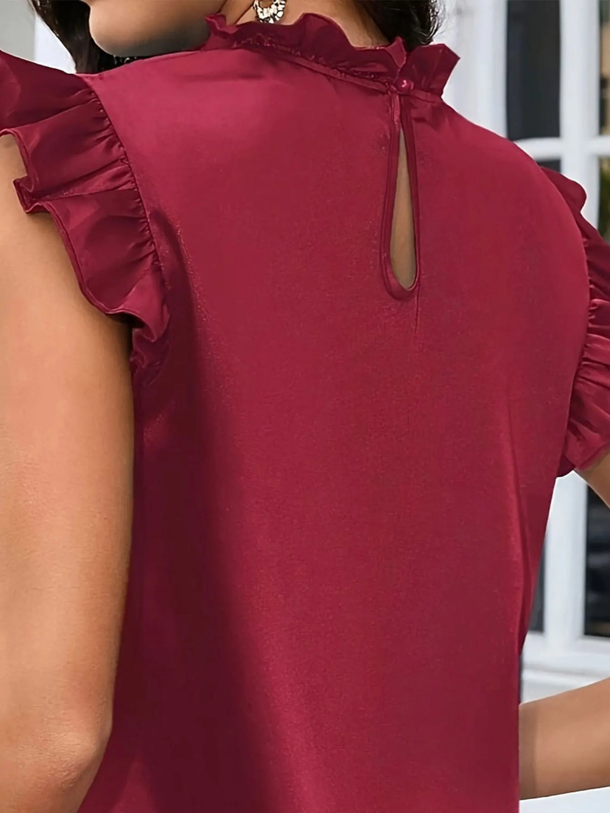 Womens Plus Size Satin Casual Shirt Summer Round Neck Short Sleeve Blouse Machine Washable Solid Color Top for Office Casual