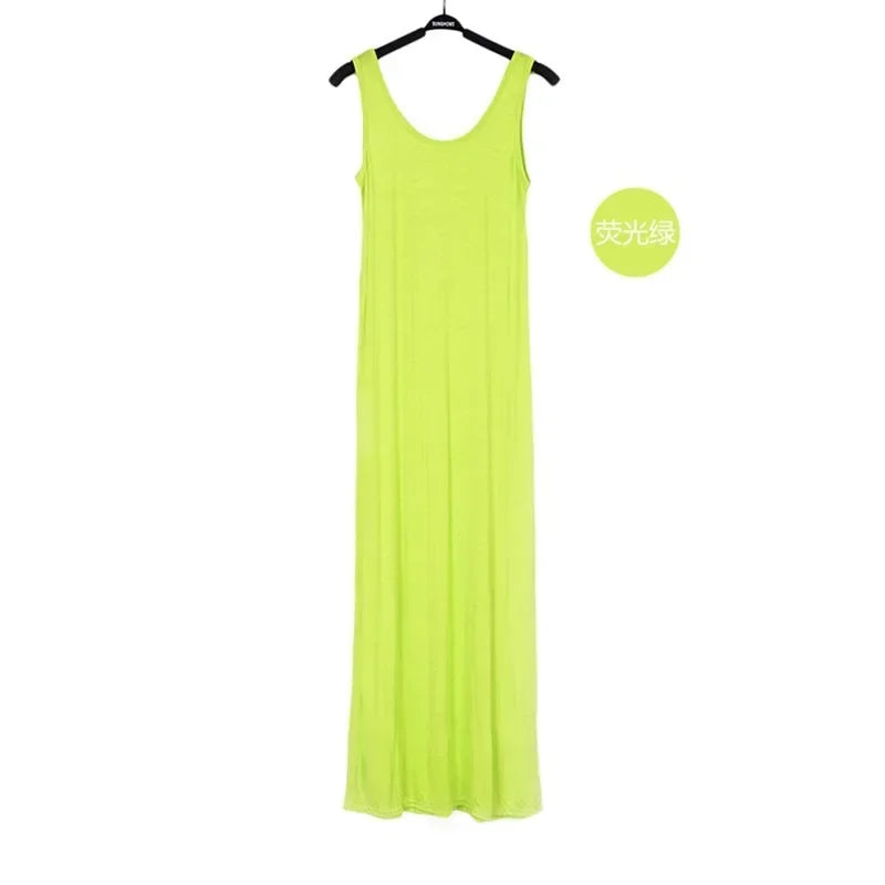 Backless Sleeveless Tank top Dress Women Slim Midi Long Bodycon Dresses