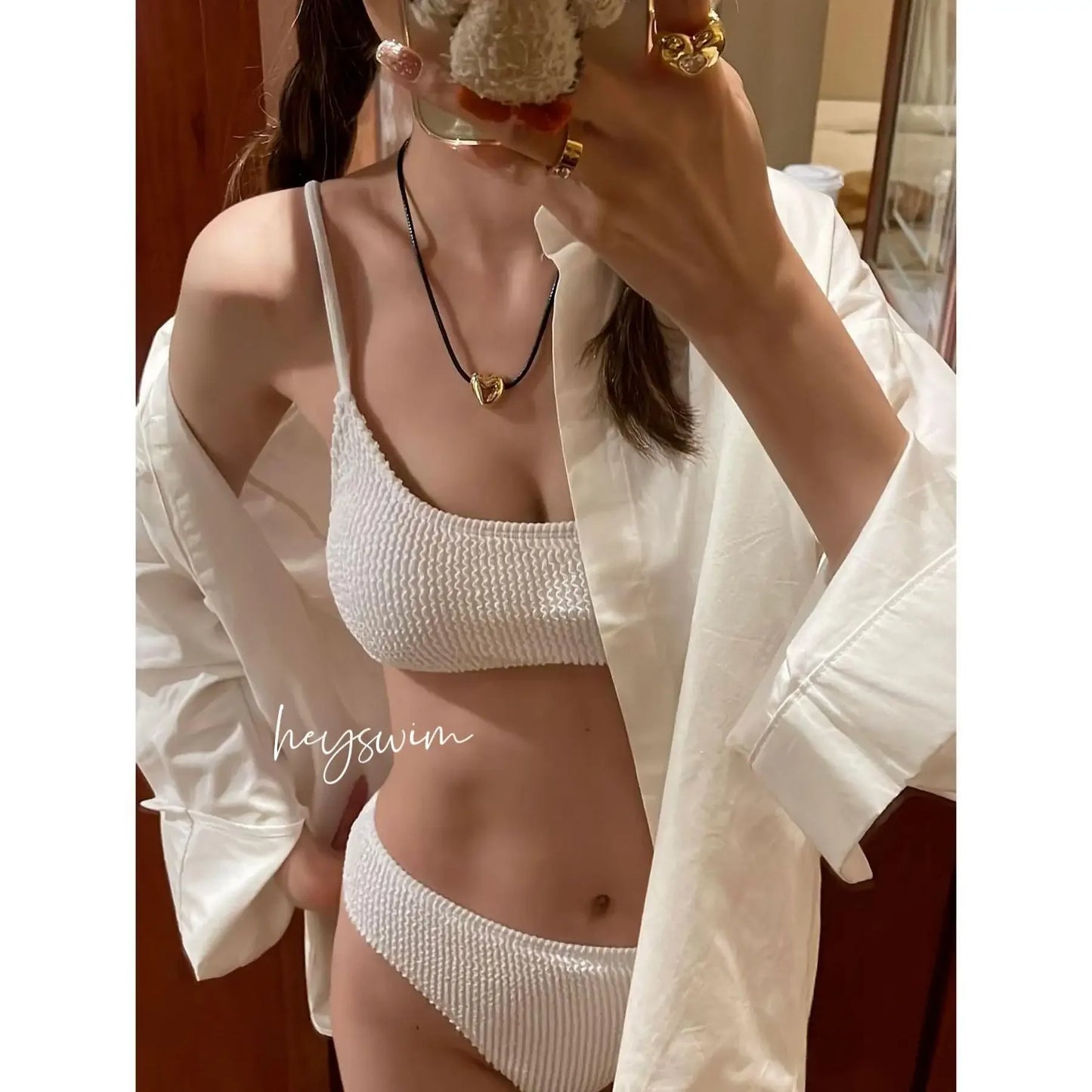 Multicolor Korean Japanese Style Bikini Set Women's Holiday Swimwear Girl's Color Separate Design Fashionable Beachwear