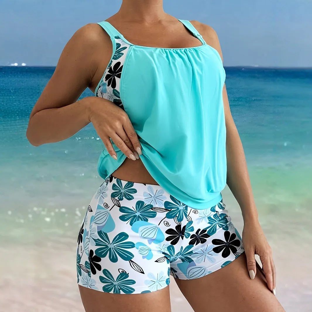2025 Sexy Blue Bikini Set Women's Colorful Print Two Piece Outfits Swimwear High Waist Swim Suit Sexy Beach Bathing Suit Summer