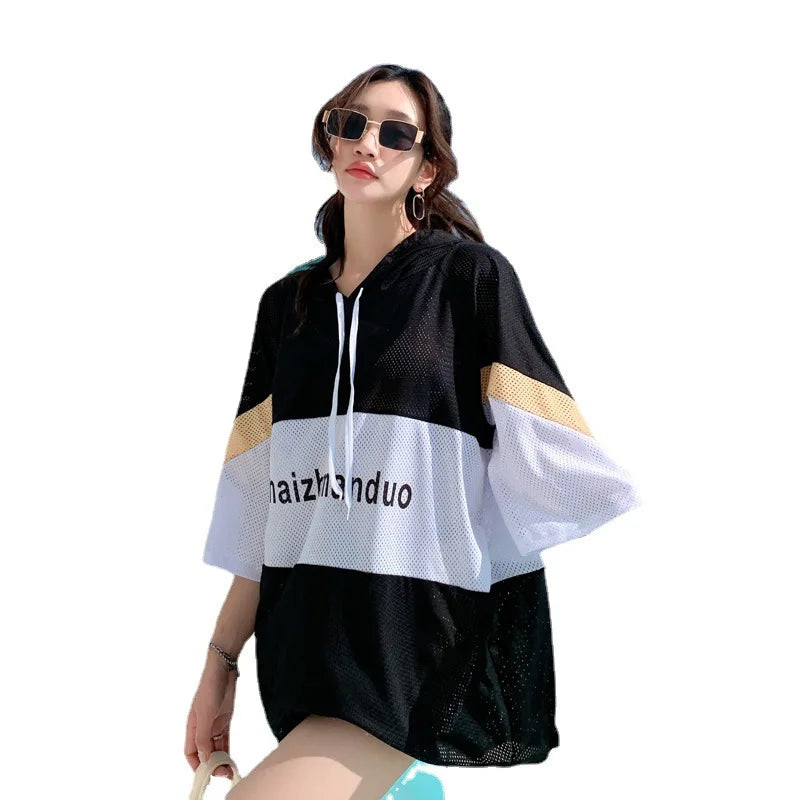 Conservative Student Swimwear ular Korean Sle Women's Tee-piece Set Long Sve Spor Separate Bikini Suit