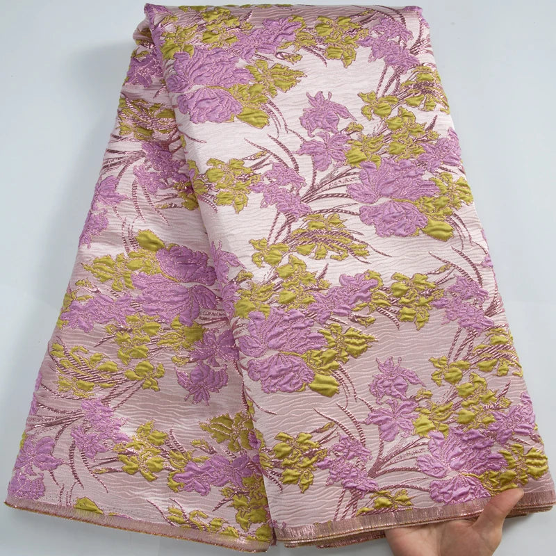 African Brocade Lace Fabric 2025 - Nigerian French Tulle Damask - Brocade, 5 Yards