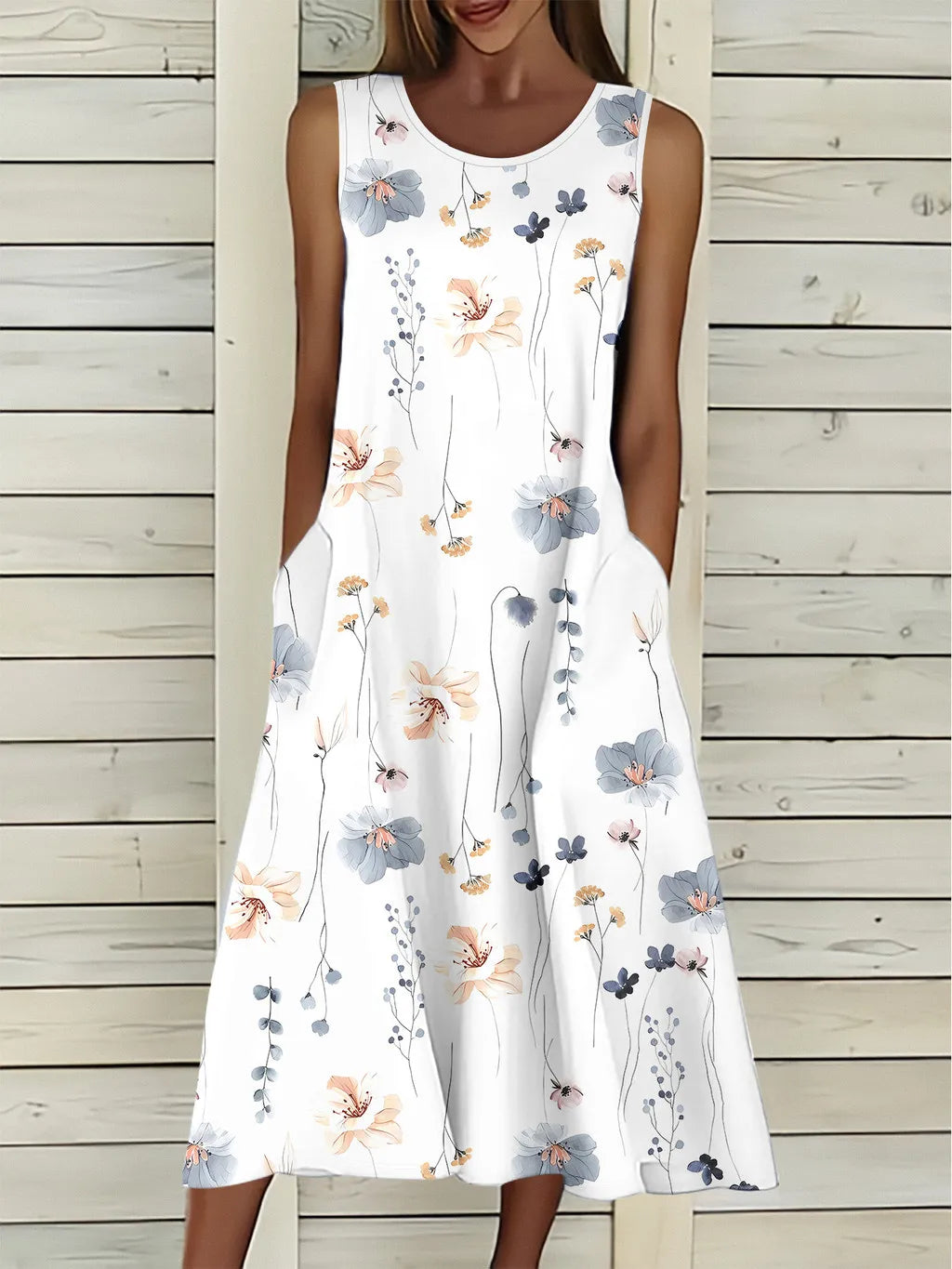 2025 Women's PLUS SIZE Summer Sleeveless Print Casual Dress for Holiday Women Clothing  Maxi Dress  White Dress summer dress
