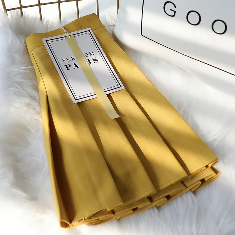 Women Pleated Skirt High Waist 2023 Summer Clothes Female Khaki A-Line Korean Preppy Style Jupes Black Mini Skirts For Girls