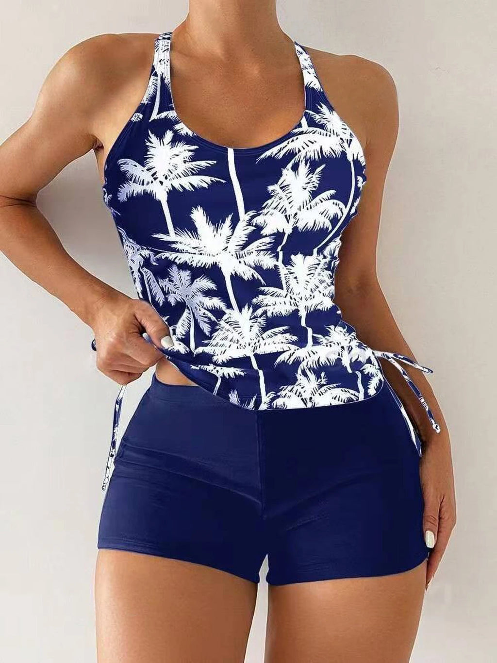 Vela Two-Piece Tight Bikini Set, Coconut Print Push Up Bra & High Elastic High Waist Bottoms - Stretchy Swimwear 2025