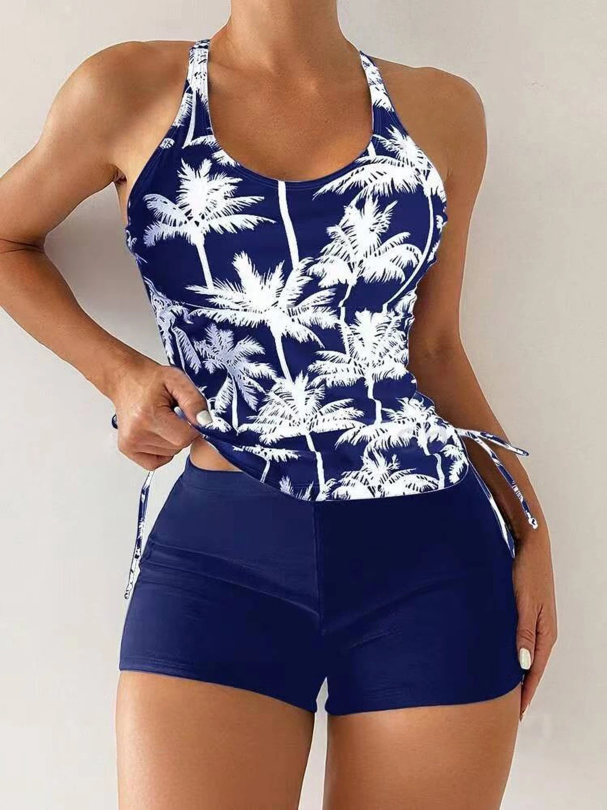 Vela Two-Piece Tight Bikini Set, Coconut Print Push Up Bra & High Elastic High Waist Bottoms - Stretchy Swimwear 2025