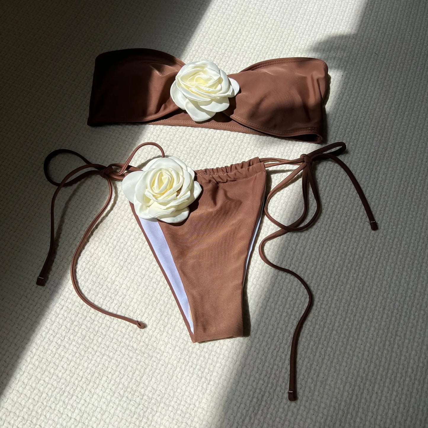 3D Flowers High Cut Bikini Female Swimsuit Women Swimwear Two-pieces Bikini set Bather Bathing Suit Swim