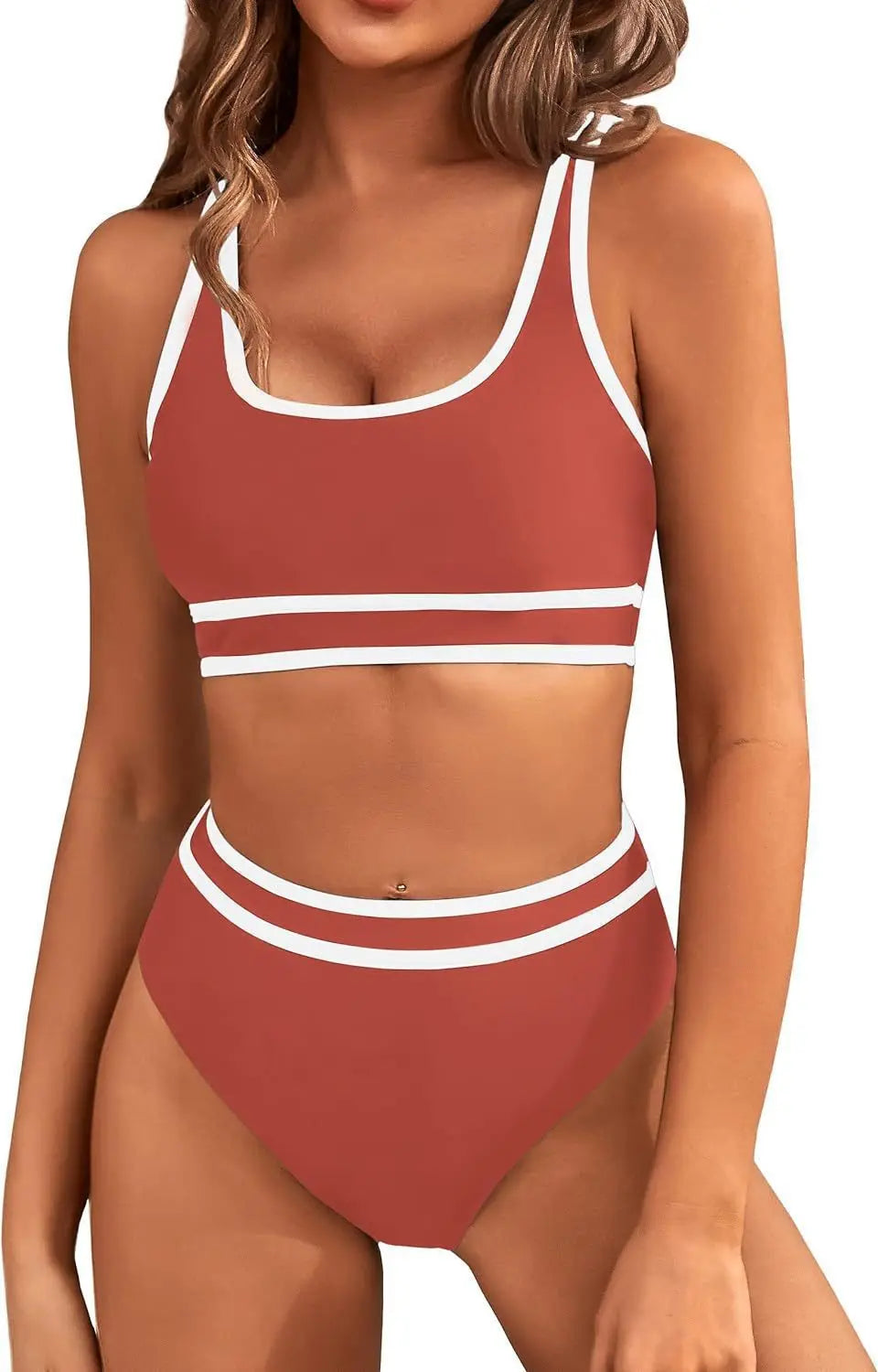 Sexy Solid Bikini 2024 Mujer High Cut Pleate Women's Swimsuit Separate Beach Bathing Suit High Waist Swimwear Biquini New
