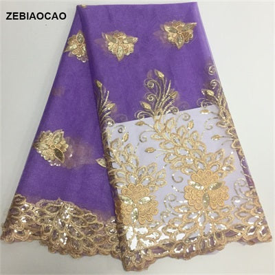 2025 Nigerian Embroidered African Lace Fabric for Wedding - No. 009, 5 Yards