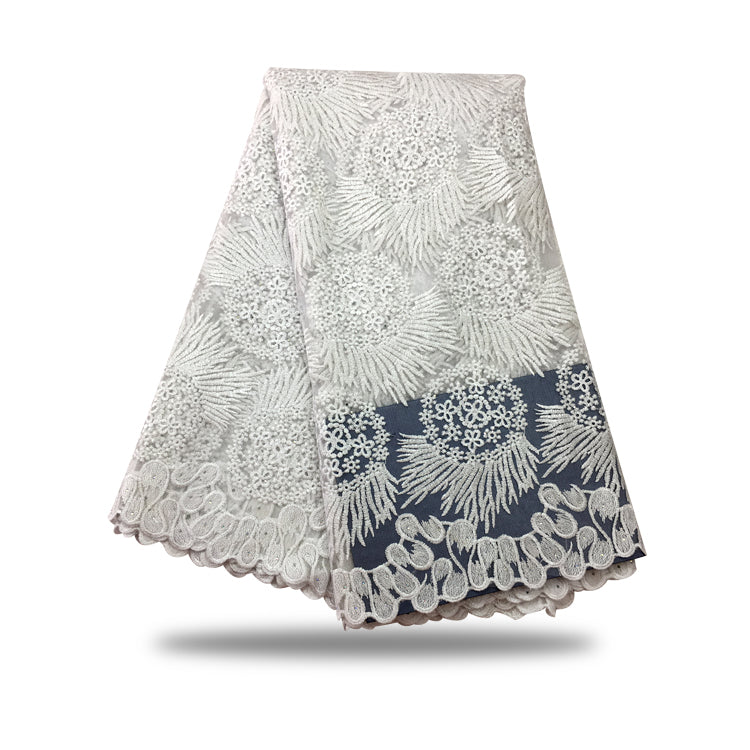 2025 Nigerian Embroidered African Lace Fabric for Wedding - No. 128, 5 Yards