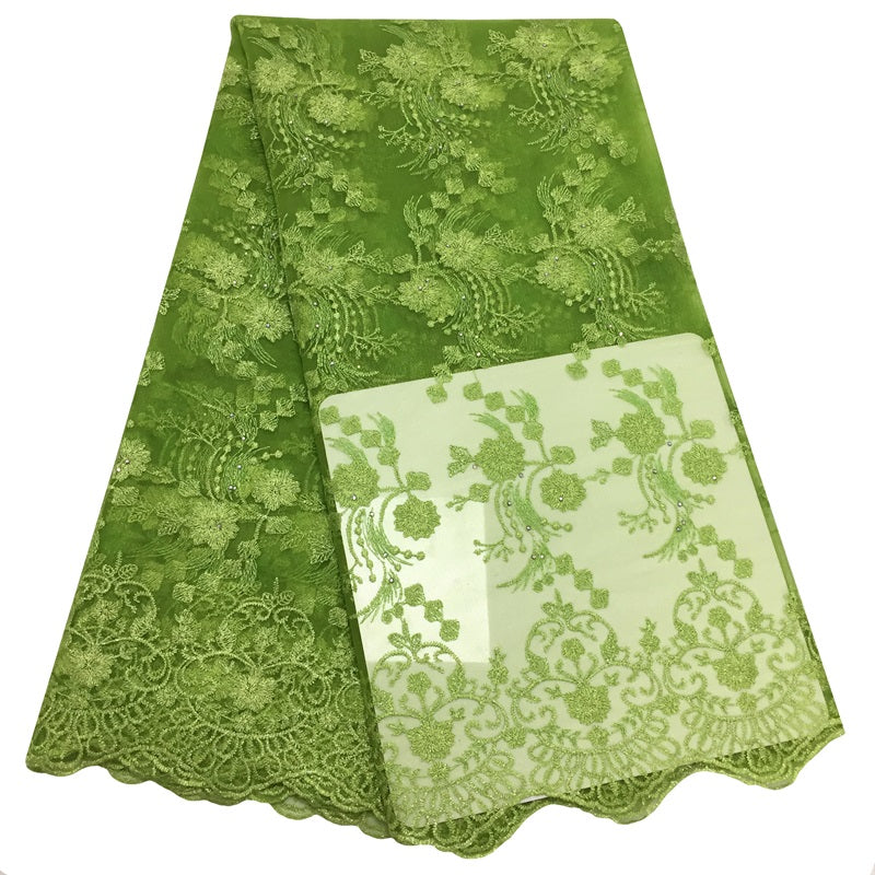 2025 Nigerian Embroidered African Lace Fabric for Wedding - No. 152, 5 Yards